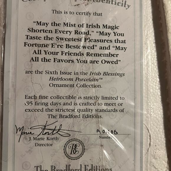 Bradford Editions 6th edition Irish Blessings Heirloom Porcelain ornaments - Picture 8 of 8